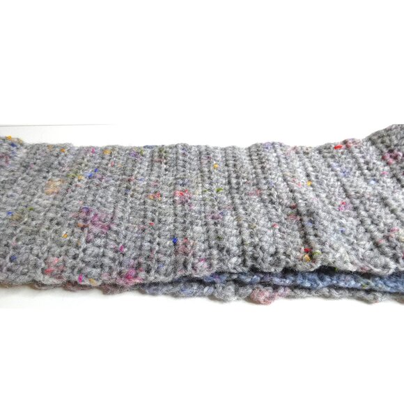 Gray & Blue Alpaca Wool Scarf Warm Soft 90"x6.5" Handmade Crochet Hand Knit NWT - Picture 5 of 12